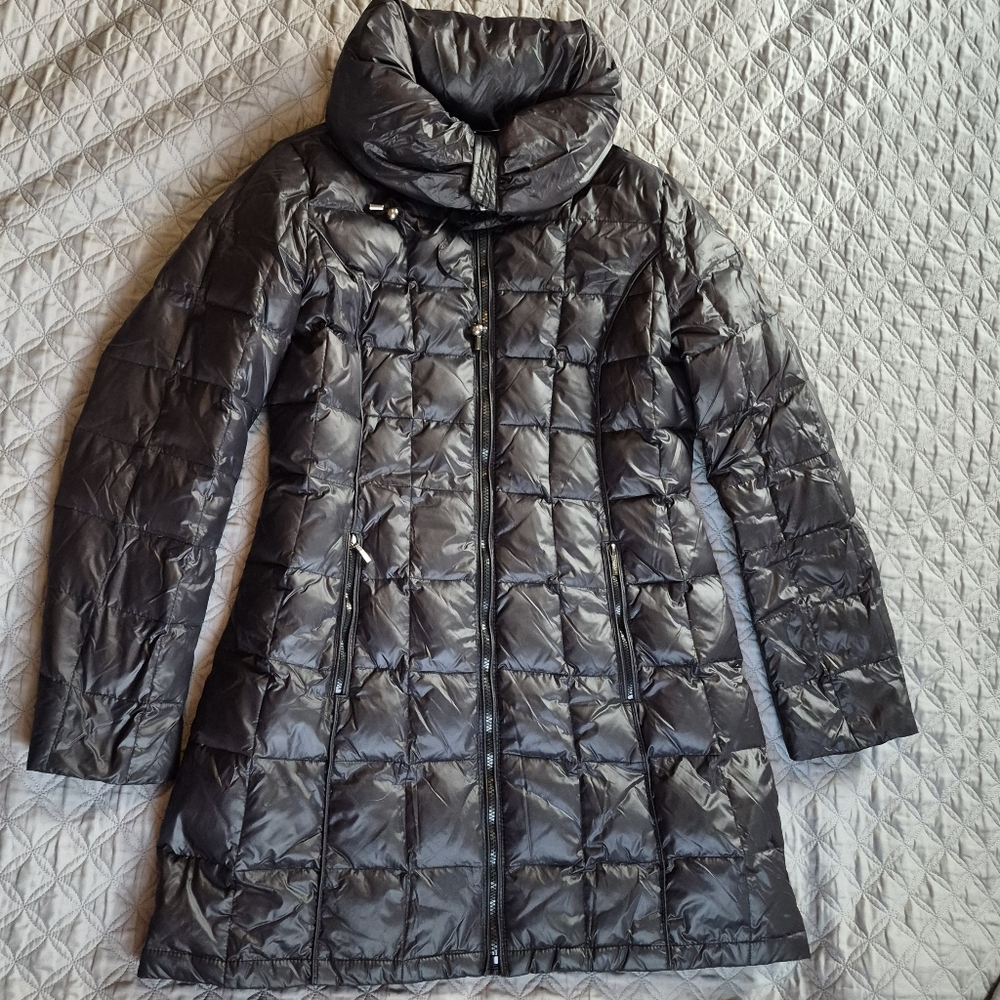 Laundry By Shelli Segal pillow neck down quilted puffer coat, Black, Large